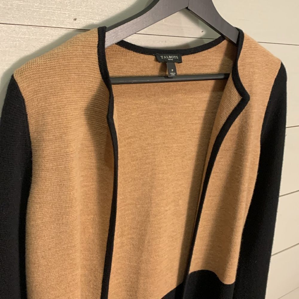 Talbots Open Front Longline Wool Blend Color Bloc… - image 3